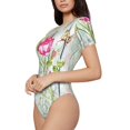thumbnail image 2 of Naloa Vintage Wood Background with Floral Women's Short-Sleeved Onesie, One-Piece Swimsuit for Parties, dates, clubs - X-Large, 2 of 9