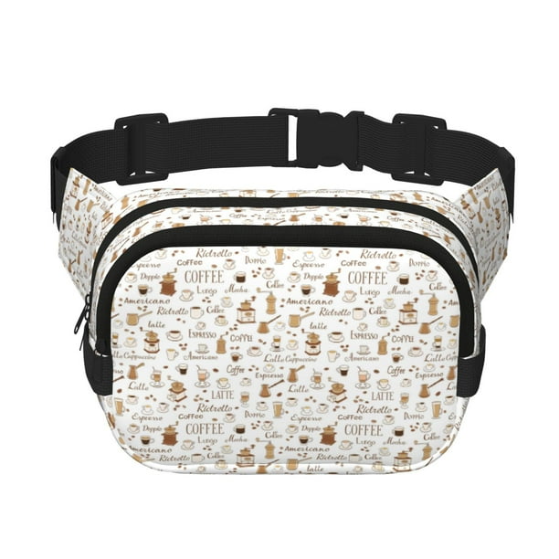 Balery Coffee Mochila Cinturón para Mujeres y Hombres, Bolsa de Cintura Impermeable de Doble Capa con Correa