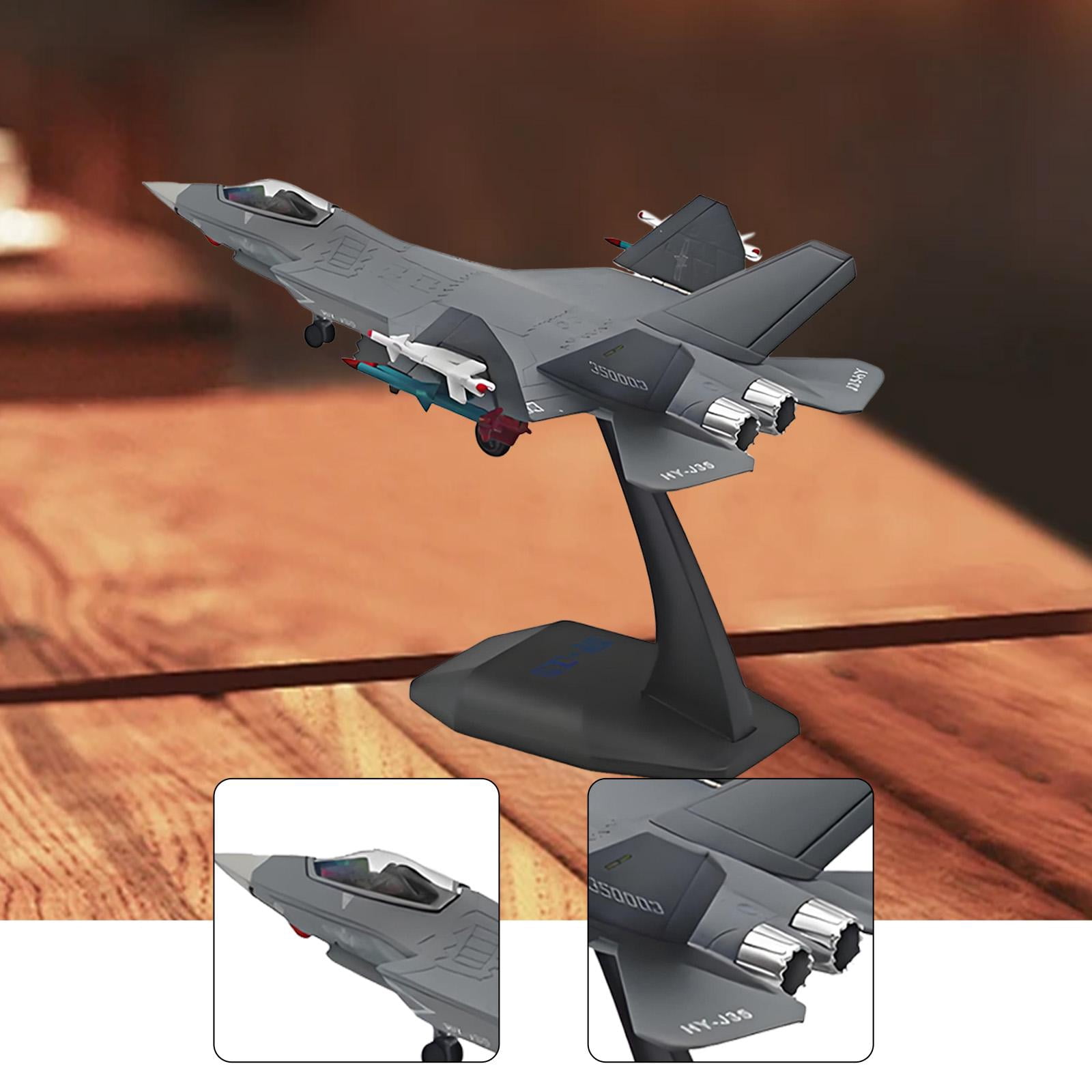 Diecast Metal Fighter Jet Model 1/100 Scale J35 Aircraft with Rotatable Wheels for Home Office Decor