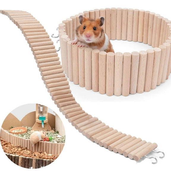 Pet Enjoy Hamster Suspension Bridge Toy,Wooden Long Climbing Ladder Bendable Cage Habitat Toy for Hamster Mice Mouse Gerbils and Other Small Animals