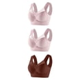 thumbnail image 3 of Sakmal No Underwire Bralettes for Women with Support Full Coverage Lace 3-Pack Back Smoothing Pink Bras for Women 2X, 3 of 4