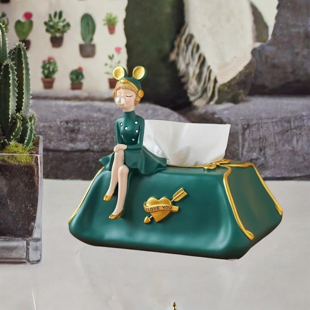 Caja para pañuelos faciales, porta servilletas, elegante dispensador de pañuelos, estuche de resina para pañuelos para encimera, armario, aniversario, Verde