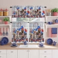 thumbnail image 2 of Independence Day Dog Cat Kitchen Curtains Valances 3 Piece Set, Red Blue American Flag Firework Balloon Floral Wood Rod Pocket Tier Curtain Valance Drapes for Small Window 36 Inch Length for Bedroom, 2 of 9