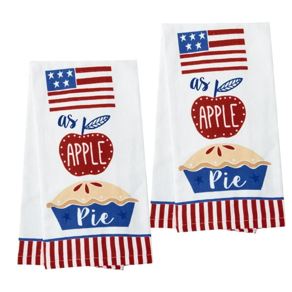 Ritz Patriotic Kitchen Towel 2-Piece Set Red White and Blue Apple Pie Cotton Terry Dishtowels