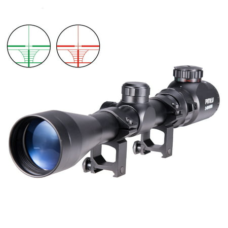 Pinty 3-9X40 Red Green Rangefinder Illuminated Optical Rifle Scope with Mount for