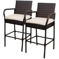 thumbnail image 5 of Prime Garden 46 inches Height Patio Bar Stools Set of 2 Wicker Rattan Chairs Steel, White, 5 of 10