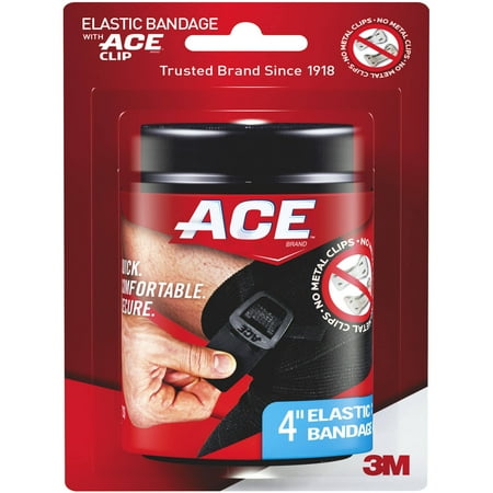 - ACE Brand Black Elastic Bandage with ACE Brand Clip, 4 inch