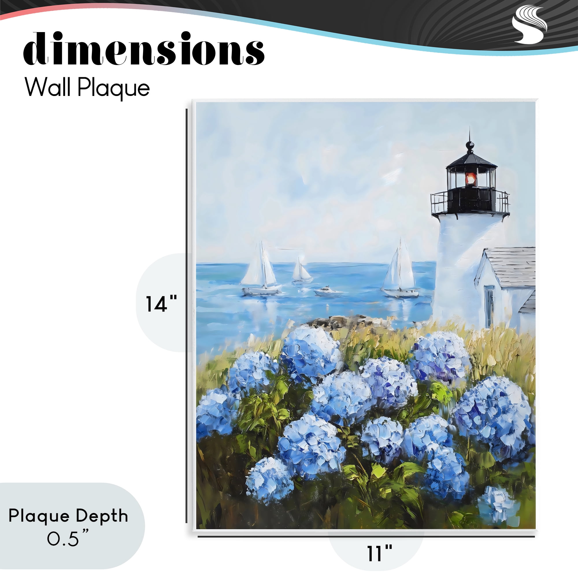 Stupell Industries Lighthouse Surrounded by Hydrangeas Wall Plaque Art, design by Arlington Prints