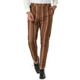 thumbnail image 1 of Pantalones de vestirrayas casuales pahombre Pantalones ajustados de color en contraste con frente plano y corte ajustado marrón XXL, 1 of 6