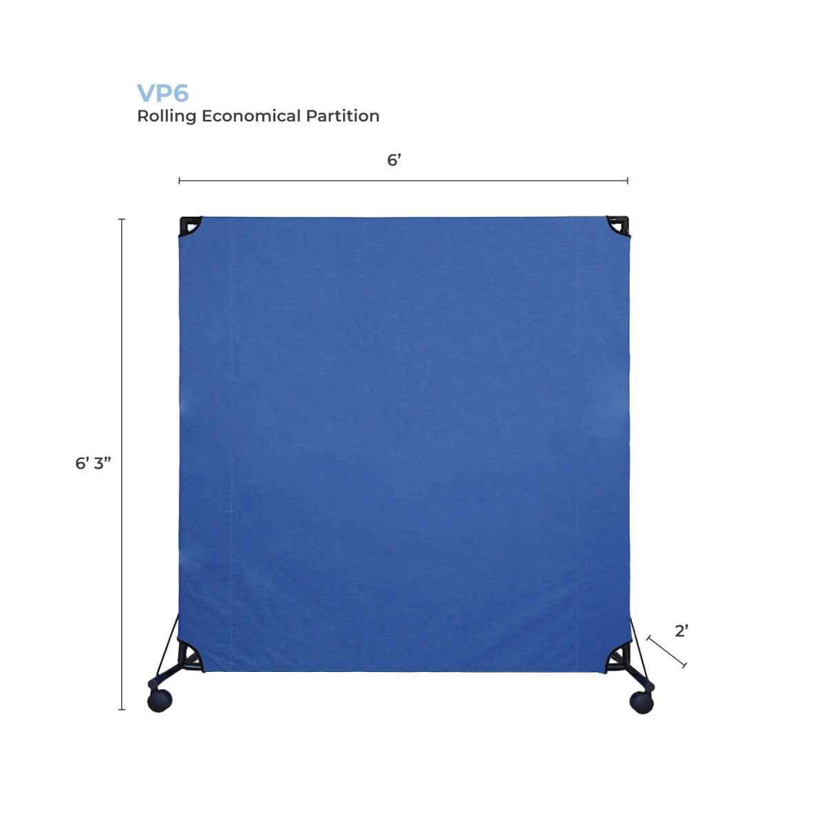 Versare Economical Rolling Partition Divider 6x6 1 Panel VP6