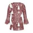 thumbnail image 5 of Tops for Women Christmas Long Sleeved Tunic Printed Casual V-neck Pullover Flowy Tunic Top Pleated Casual Blouses Loose Fit Dressy,Womens Tops Pink, 5 of 5