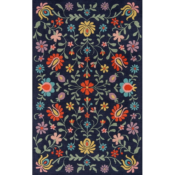 Momeni Newport Wool Hand Tufted Navy Area Rug 3'9" X 5'9"