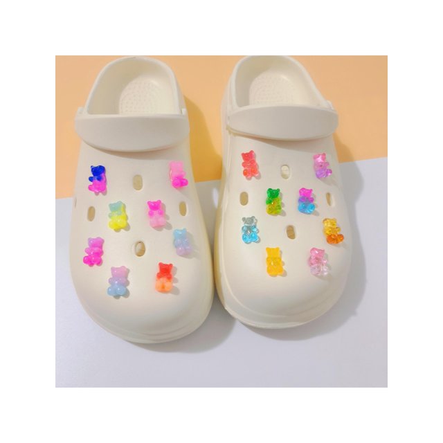16pcs/set Super Cute Gradient Jelly Bear Party & Birthday Hole Shoes Decoration For Kids Girls' Sandals