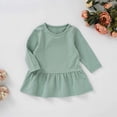 thumbnail image 5 of Girls Long Sleeve Dress Summer Kids Toddler A Line Solid Color T-Shirt Dress for School Casual Girl Clothes 2-3 Years, 5 of 5