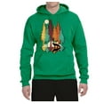 thumbnail image 2 of Trippy California Redwoods Forest Fox Silhouette | Mens Fashion Hooded Sweatshirt Graphic Hoodie, Kelly, Small, 2 of 4