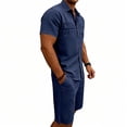 thumbnail image 4 of gbyLJF Shorts Sets For Men Button Down Cargo Shirt Matching Shorts Set 2 Piece Summer Outfits with Pockets, 4 of 9