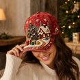 thumbnail image 6 of GrmtClth Christmas Tree Baseball Cap Printed Trucker Hat Festive Holiday Costume Accessory Adjustable Red Dad Hat for Adults Daily Wear, 6 of 8