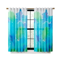 Rochelle Porter Caribbean Sea Single Panel Curtain Poletop Rod Pocket, Cotton, Blue, Light Filtering, Adult, 50" W x 63" L