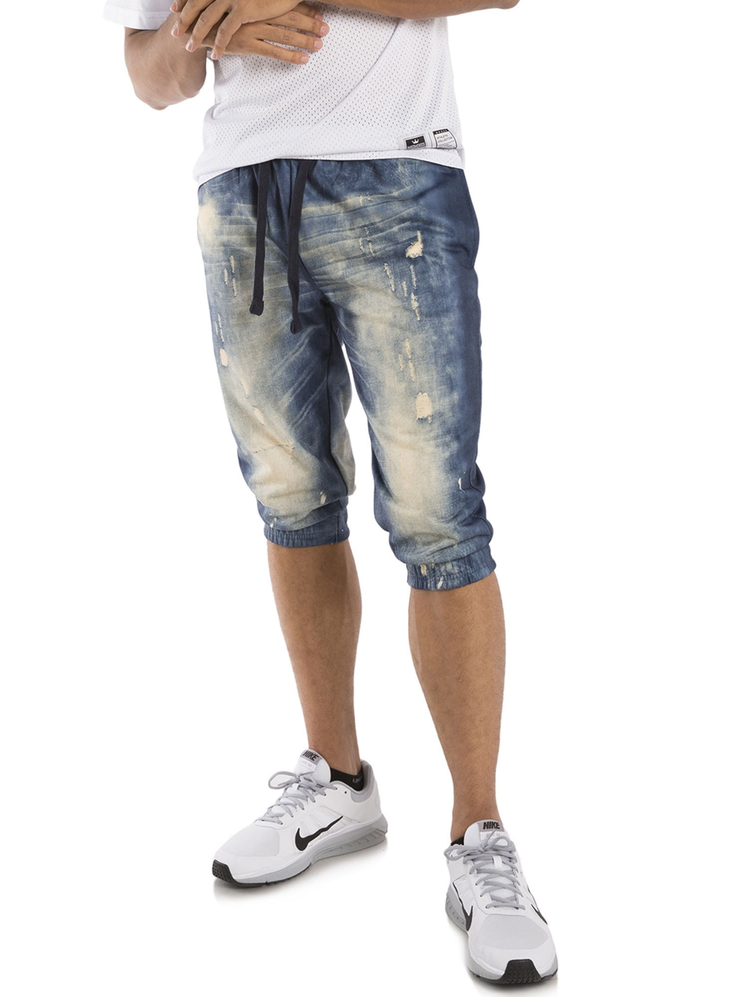 mens jean capri shorts