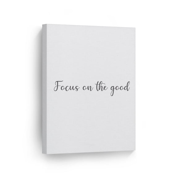 Smile Art Design Black and White Minimalism Art Focus on the Good Lettering Abstract Canvas Wall Art Print Office Living Room Dorm Bedroom Aesthetic Modern Home Decor Ready to Hang - 12x8