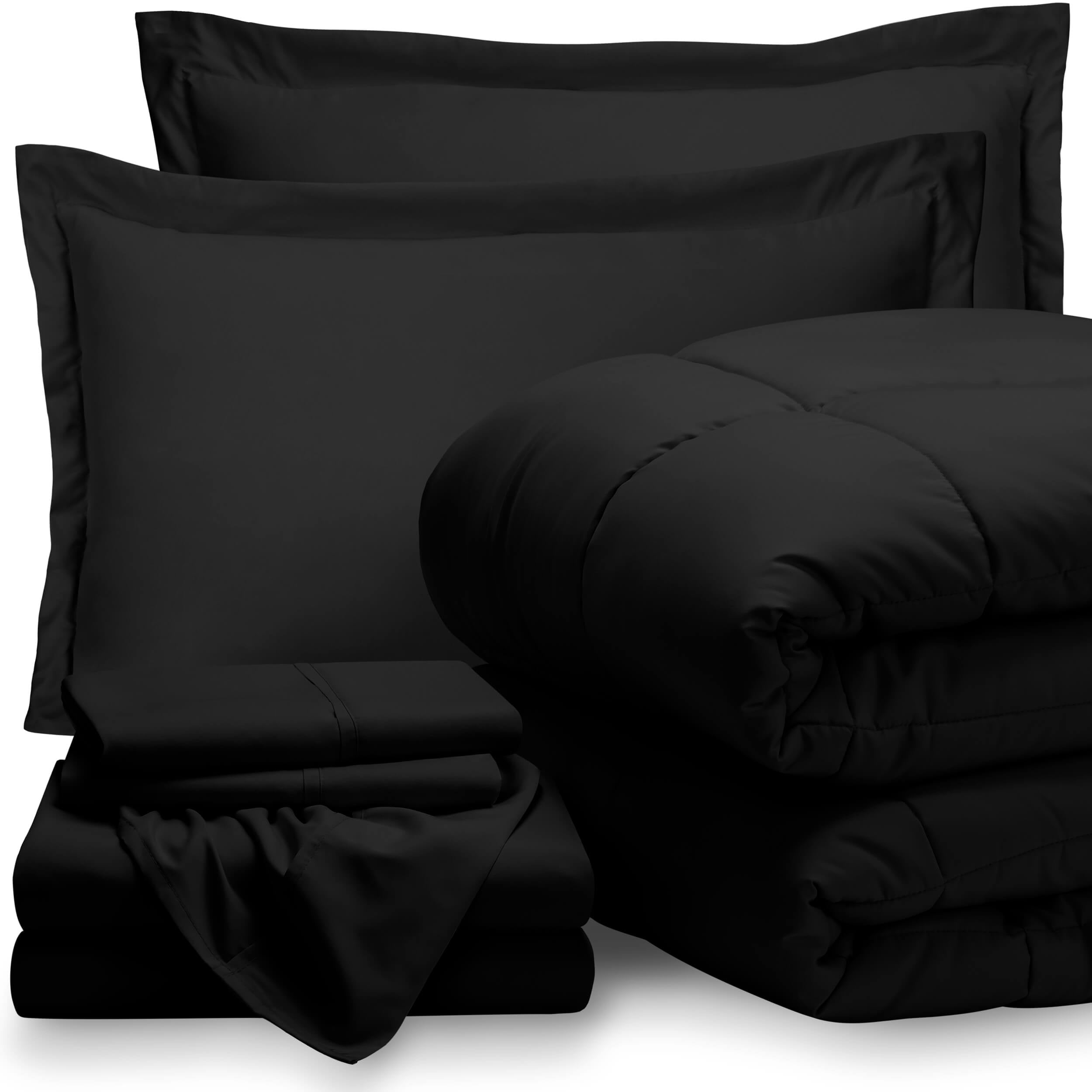 Bare Home 7Piece BedInABag California King Set Black
