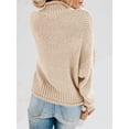 thumbnail image 2 of Fall Winter Women Long Sleeve Cable Knit Sweater Batwing Turtleneck Pullover, 2 of 6