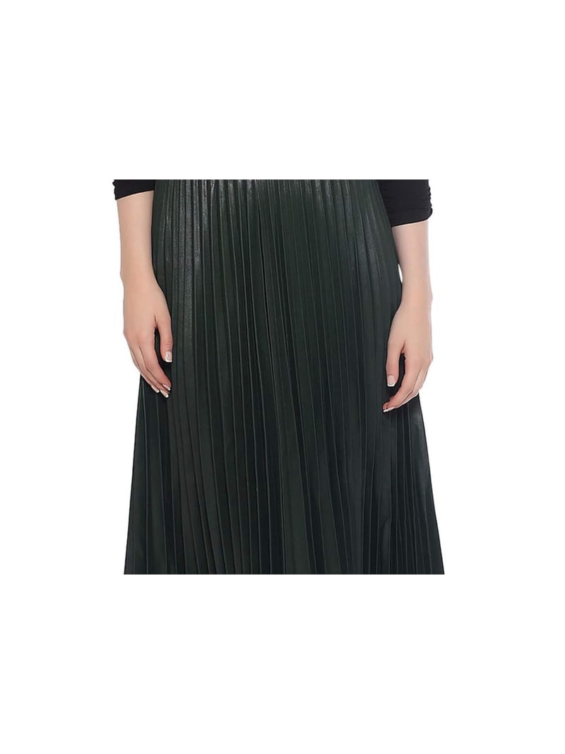 Gracia Womens Faux Leather Long Pleated Skirt - Walmart.com