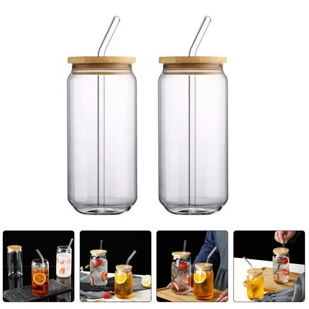 HEANUJJ 2 Sets Clear Plastic Cups with Lids, Cylindrical Transparent Drinkware for Cold Beverages, Reusable and