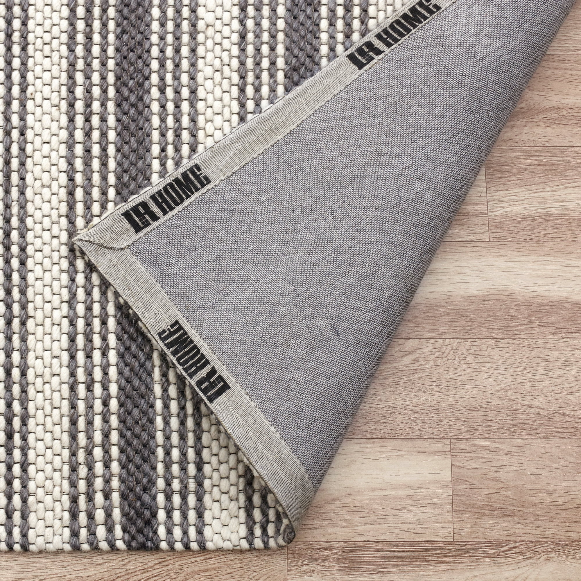 Ox Bay Asane 7'9" x 9'9" Gray/Ivory Striped Wool Indoor Area Rug