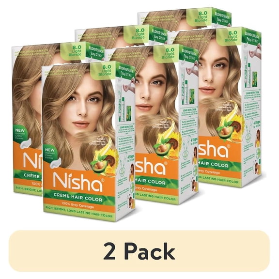 (2 pack) Nisha Creme Hair Color | Permanent Long Lasting Blonde Hair Dye Color Kit | Light Blonde | 5.07 Oz (Pack Of 3)