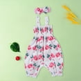 thumbnail image 5 of Mercatoo Baby Girls Summer Jumpsuits Outfit Ruffle Sleeveless Floral Suspender Romper + Headband 2Pcs Bodysuit Clothes Set, 5 of 8
