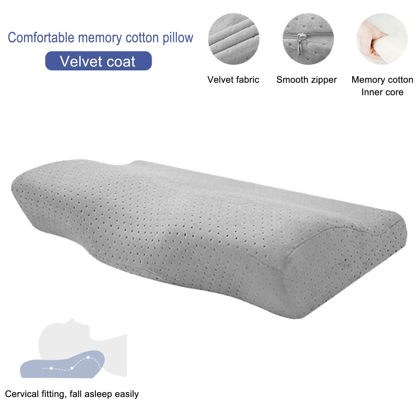 Cervical Neck Pillows for Pain Relief Sleeping, High-Density Memory Foam Pillow Neck for Bolster Support and Shoulder Relaxer, Decompression Devices Orthopedic Roll Pillow for Bed Office (Gray)