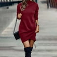 thumbnail image 3 of Womens Casual Sweatshirt Dress Long Sleeve Neck Wrap Hem Loose Fall Winter Long Pullover Dresses Dresses for Bride Women plus Size Dress Dress Women Eyelet Dress Women Casual Dresses for Summer Tee, 3 of 5