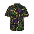 thumbnail image 3 of Balery Neon Mardi Gras Print Men's Hawaiian Shirts Short Sleeve Beach Shirt Relaxed Fit Vacation Button Down Shirts-, 3 of 9