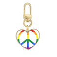 thumbnail image 1 of Rainbow Gay Lesbian anti - war sign Llavero de metal en forma de corazón dorado, 1 of 3