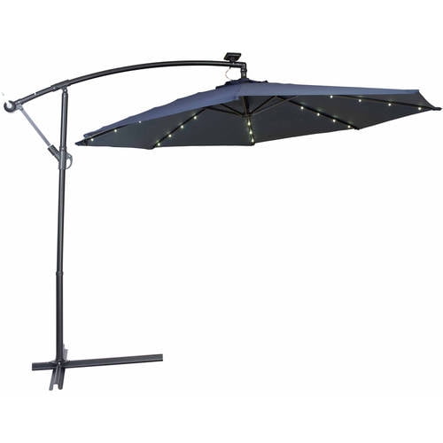 Deluxe Polyester Offset Patio Umbrella with LED lights, 10' by Trademark Innovations