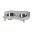thumbnail image 2 of PPgejGEK Elevated Pet Double Bowl Set - Stainless Steel Cat Dog Food Water Bowls with Neck Support, Non-Slip Tilted Feeder, Gray Pet Feeding Dish, 2 of 6