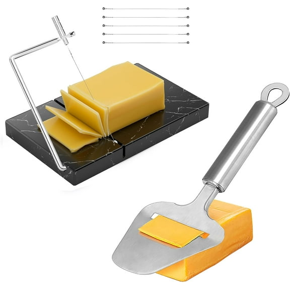 Cheese Slicer Cheese Cutter and Heavy Duty Marble Board Cheese Slicer for Block Cheeses, Butter, Sausage, Meats, Cakes, and More - Kitchen Gadget Cheese Slicer Tool
