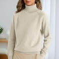 thumbnail image 4 of Kixjoy Beige Turtleneck Sweater Women Oversized Lightweight Turtleneck Knitted Sweater Long Sleeve Thermal Soild Loose fit Pullover Fashion Winter Soft Womens Sweater, Beige M, 4 of 4