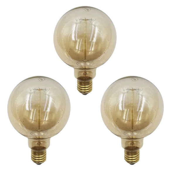 Foco Vintage Globo 40W Luz Cálida Incandescente 3 pzs