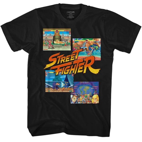 Street Fighter Multihit2 Black Adult T-Shirt 5Xl