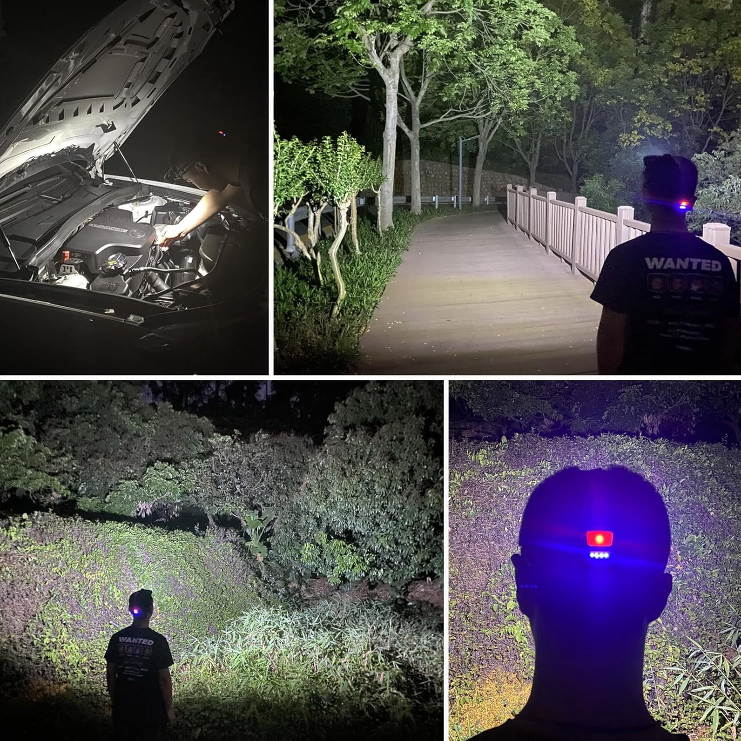 COB Floodlight Headlamp USB Rechargeable with Red Light, 2000 Lumen LED Headlight - Car Maintenance and Night Construction 6-10 Hours Long Battery Life