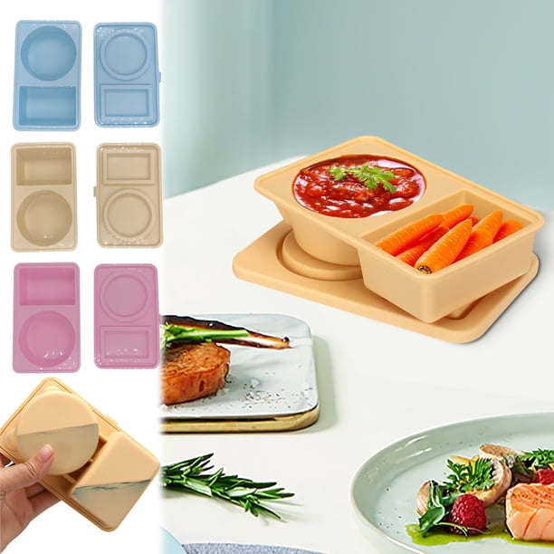 Porta snacks portátil, caja bento de dos compartimentos, tapa segura, contenedor compacto para viajes, ideal para actividades al aire libre, utensilios fáciles de servir, acabado de acero inoxidable,