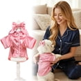 thumbnail image 2 of Denbek Dog Silk Pajamas, Cat Puppy Costume Elegant Satin Pajamas with Bow Headband 2Pcs Set Pet Sleepwear Cute Pet Outfit Photoshoots, Pink-S, 2 of 7
