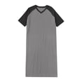 thumbnail image 4 of APEXFWDT Men's Big&Tall V-Neck Nightshirt Raglan Short Sleeve Sleepshirt Loose Fit Comfy Pajama Sleepwear,Gray, 4 of 6