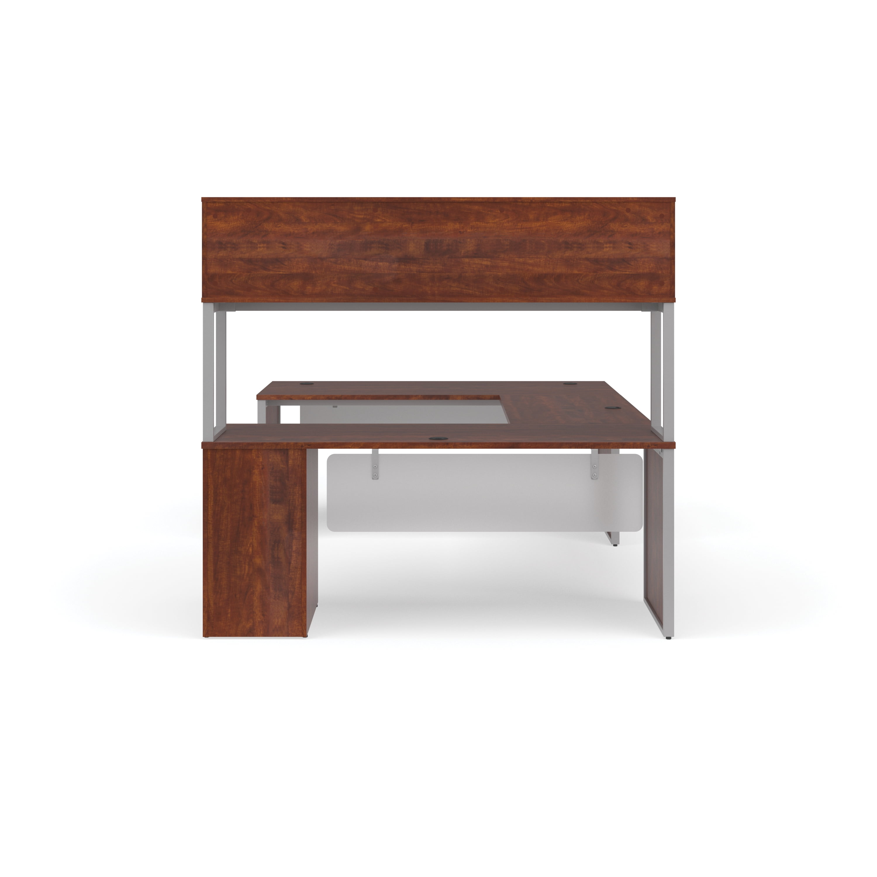 OFM Fulcrum Series Office Furniture Set, 72" U-Shaped Desk with Bridge, 72" Credenza, Filing Cabinet, 72" Hutch, Leg Panels, Modesty Panels, in Espresso