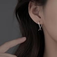 thumbnail image 3 of 925 Sterling Silver X Hoop Earrings for Women Teens Minimalist Hoop Earrings Huggie, 3 of 6