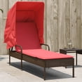 thumbnail image 1 of vidaXL Sun Lounger with Canopy Brown Poly Rattan, 1 of 5