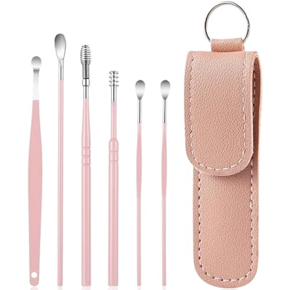 6 Pcs Ear Wax Removal Kit: Ear Cleaner Tools: Mini Portable Ear Scope with Stainless Steel 360° Spiral Ear Massage Cleaning Tool for Adults Kids - Ear Wax Remover with Storage Box