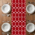 thumbnail image 6 of Red Abstract Table Runner - 60 Inch Long, Kitchen Dining Table Runner Dresser Scarves, Modern White Geometric Twisted Art Farmhouse Decor for Coffee Tables Wedding Party Banquet, 6 of 8